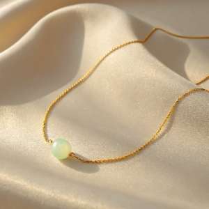 Soft Dew Single-Bead Gold Necklace